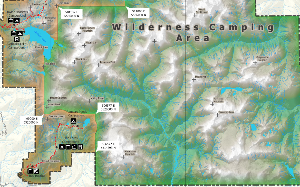 Wilderness Camping Map BC Parks