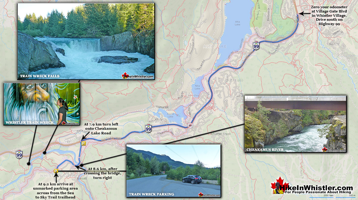 Whistler Train Wreck Directions Map